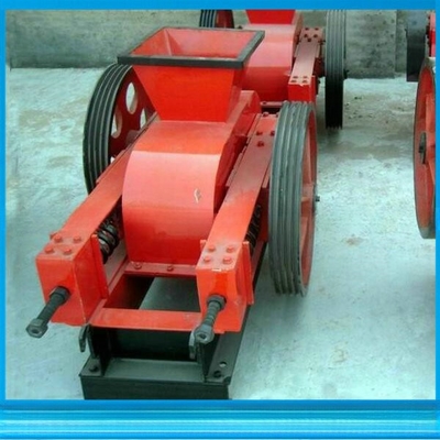 Pequena trituradora de vidro de laboratório de rolos duplos com tamanho de descarga ajustável 0-40 mm