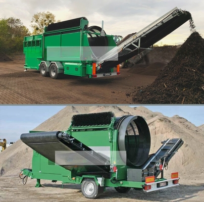 Triturador de tambores móveis MTS1230 para areia de terra, cascalho, composto, fitas de madeira de alta capacidade