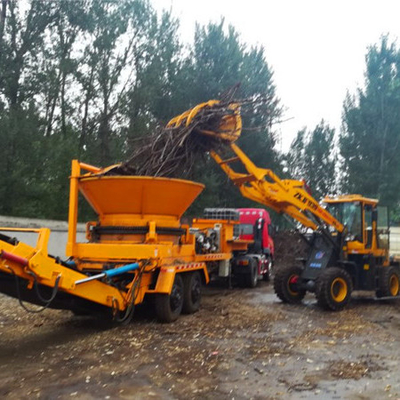 4-6 Blade Diesel Mobile Big Rotary Hopper Planta de trituração de tronco de árvore de madeira