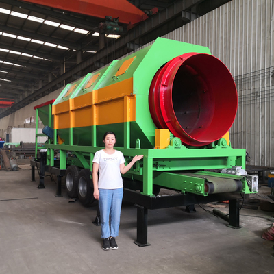 Máquina de peneira giratória móvel para compostagem para planta de compostagem