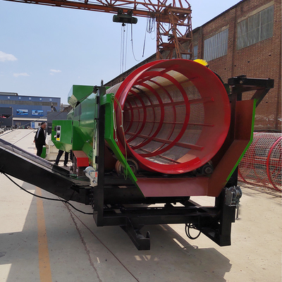 Ecrã de tambor móvel de rodas de 2000 kg altamente personalizado para triagem de composto e escória