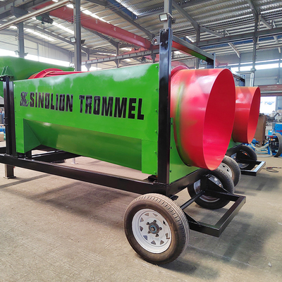 Ecrã de tambor móvel de rodas de 2000 kg altamente personalizado para triagem de composto e escória