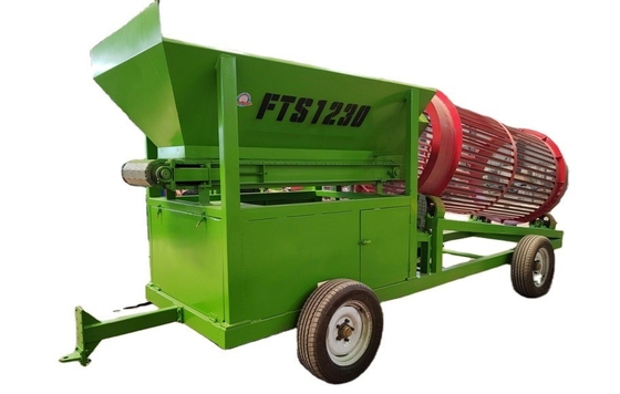 Processador móvel de lenha de fogo de alta capacidade Trommel Sifter Screen com limpeza automática