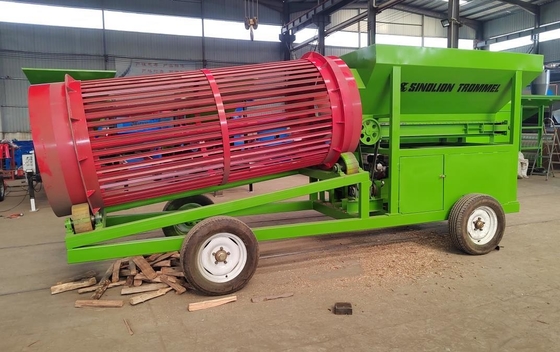 Processador móvel de lenha de fogo de alta capacidade Trommel Sifter Screen com limpeza automática