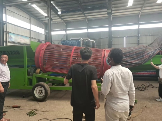 Processador móvel de lenha de fogo de alta capacidade Trommel Sifter Screen com limpeza automática