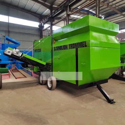 2200 KG Small Scale Mobile 2 Layers Garbage Sorting Trommel Screen com tamanho de descarga conforme solicitado