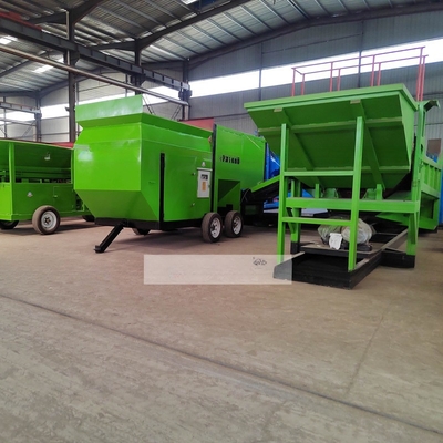 2200 KG Small Scale Mobile 2 Layers Garbage Sorting Trommel Screen com tamanho de descarga conforme solicitado