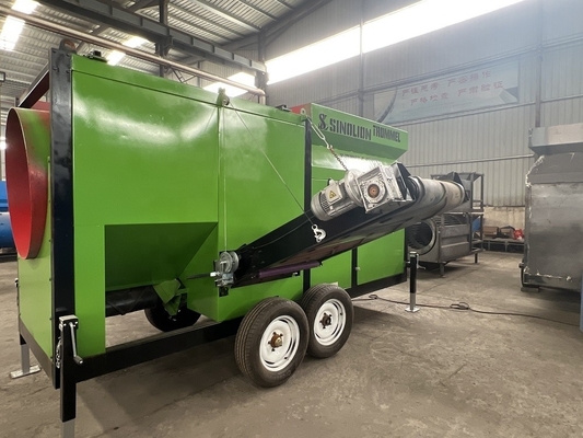 2-3 camadas 30m3/h Trommel Screen móvel para composto de cascalho porco e estrume de ovelhas