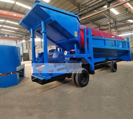 80-150 t/h Capacidade Separação de minerais de aço Mineração de ouro e diamantes Ecrã de tambor móvel