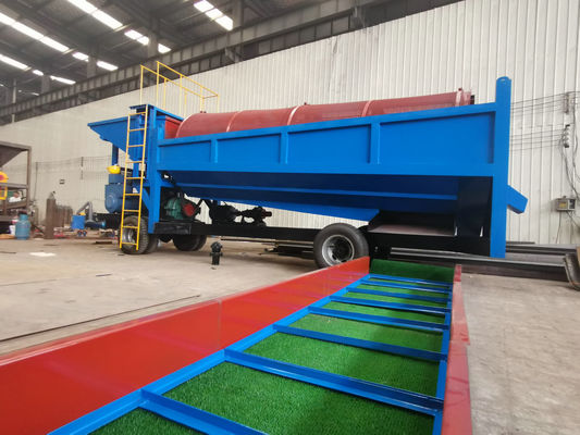 Estação de lavagem de ouro Blue Mobile Trommel para equipamento de mineração de separação de ouro aluvial