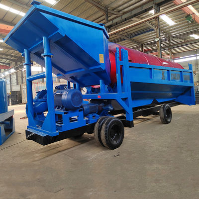 Estação de lavagem de ouro Blue Mobile Trommel para equipamento de mineração de separação de ouro aluvial
