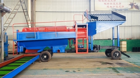 Instalação de lavagem móvel de minério de ouro de 80-150 t/h Lavadora de tambor com função All-in-One