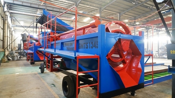 Instalação de lavagem móvel de minério de ouro de 80-150 t/h Lavadora de tambor com função All-in-One