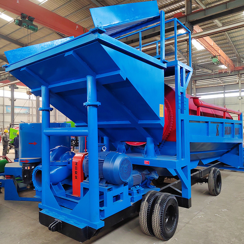 Instalação móvel de lavagem de ouro Trommel para equipamento de mineração de separação de ouro de 3000 kg de capacidade