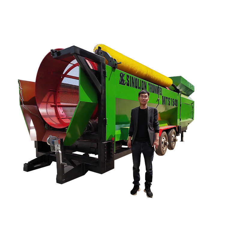 Máquinas de mineração Rotary Drum Screen Mobile Trommel Screen para minério em cores personalizadas