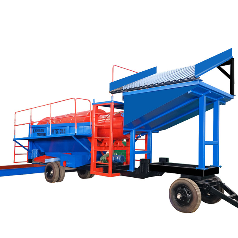 Instalação de lavagem móvel de minério de ouro de 80-150 t/h Lavadora de tambor com função All-in-One